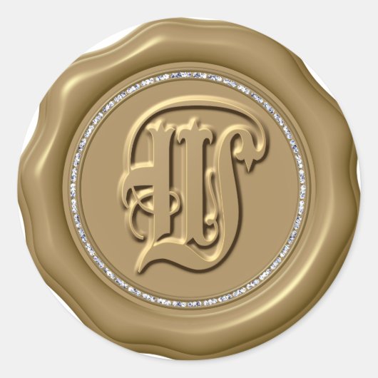 *~*レターWダイヤモンドサークル金ゴールドワックスシール ラウンドシール (正面)