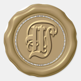 *~*レターWダイヤモンドサークル金ゴールドワックスシール ラウンドシール