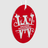 レターWモノグラムイニシャルの姓の挨拶  オーナメント (正面)