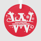 レターWモノグラムイニシャルの姓の挨拶  オーナメント (裏面)