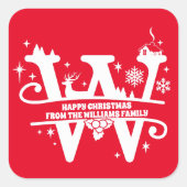 レターWモノグラムイニシャル名挨拶 スクエアシール (正面)