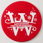 レターWモノグラムイニシャル名挨拶 缶バッジ (正面)