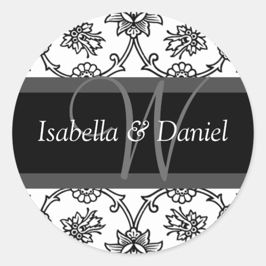 レターWモノグラムシールステッカー ラウンドシール (正面)