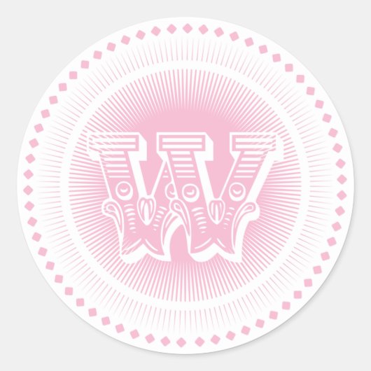 レターWモノグラム丸スタンプ ラウンドシール (正面)