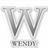 レターW二階調シルバーグレーと名前ステッカー シール (正面)