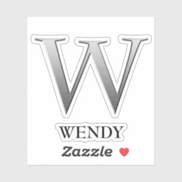 レターW二階調シルバーグレーと名前ステッカー シール