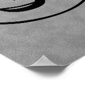 レターW,ゴシック様式モノグラム黒ポスター ポスター (角)