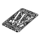 レターW 中世 メディアバル モノグラム アート ヌーボー マグネット (左側)