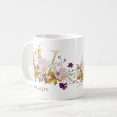 レターW -金ゴールドフローラ名姉妹同僚の友人 コーヒーマグカップ (正面左)