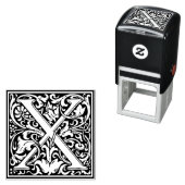 レターXアールヌーボー白黒タイル セルフインキングスタンプ (インサイチュ)