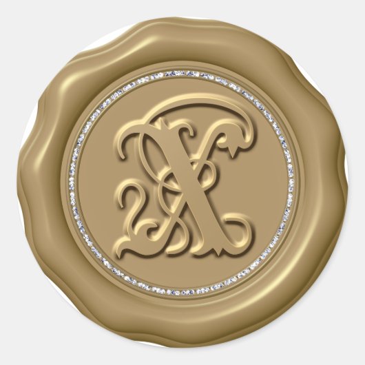 *~*レターXダイヤモンドサークル金ゴールドワックスシール ラウンドシール (正面)