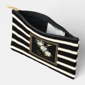 レターXフローラモノグラム白黒金ゴールドストライプ アクセサリーポーチ (見開き)