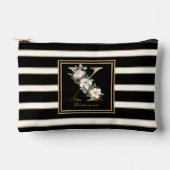 レターXフローラモノグラム白黒金ゴールドストライプ アクセサリーポーチ (正面)