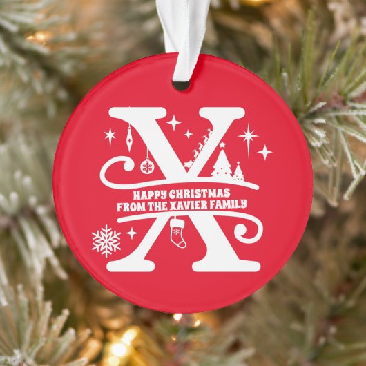 レターXモノグラムイニシャル名挨拶 オーナメント (ツリー)