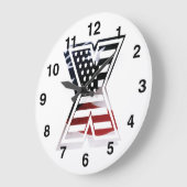レターXモノグラムUSA国旗 ラージ壁時計 (傾斜)