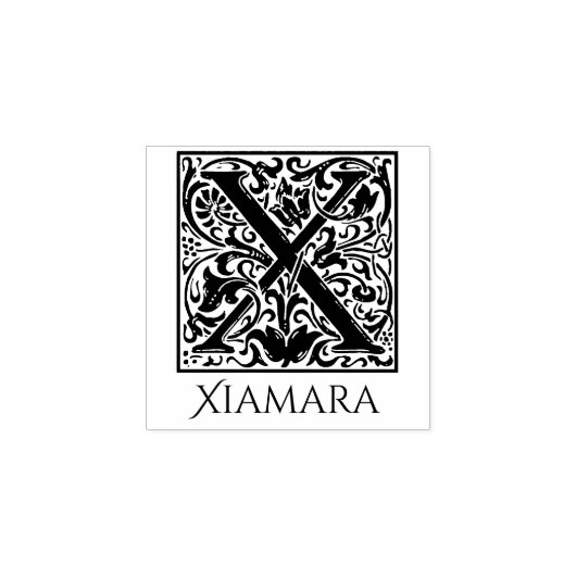 レターXヴィンテージ最初のレター(名前をカスタムする付き) ラバースタンプ (インプリント)