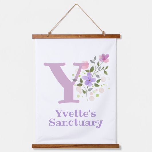 レターYと名(フローラデザイン) 吊り下げ型タペストリー (正面)