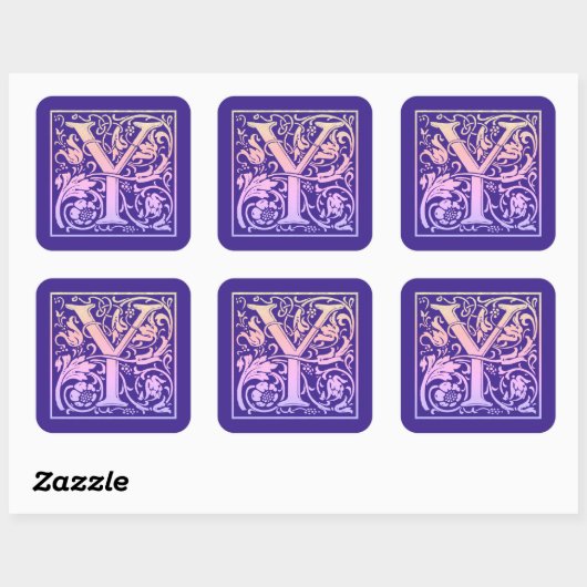 レターYカラフルヴィンテージ最初の文字のグラデーション スクエアシール (シート)