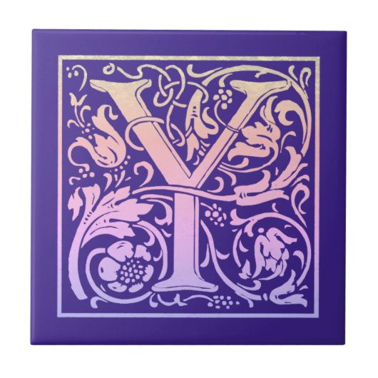 レターYカラフルヴィンテージ最初の文字のグラデーション タイル (正面)