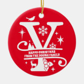 レターYモノグラムイニシャル名挨拶 セラミックオーナメント (正面)