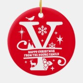 レターYモノグラムイニシャル名挨拶 セラミックオーナメント (裏面)