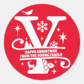 レターYモノグラムイニシャル名挨拶 ラウンドシール (正面)