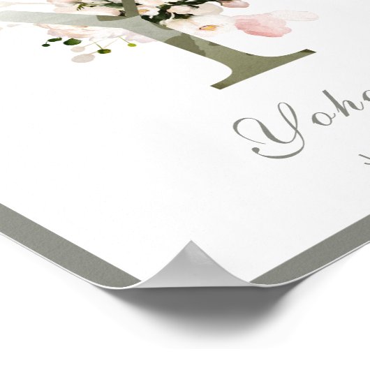 レターYモノグラムピンクフローラ子供部屋ポスター ポスター (角)