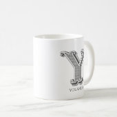 レターYモノグラムモダン名 コーヒーマグカップ (正面右)