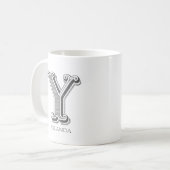 レターYモノグラムモダン名 コーヒーマグカップ (正面左)