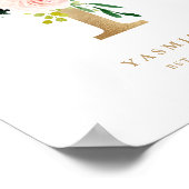 レターY赤面フローラモノグラムゴールドフォイル子供部屋 ポスター (角)