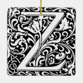 レターZアールヌーボー白黒タイル セラミックオーナメント (裏面)