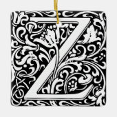 レターZアールヌーボー白黒タイル セラミックオーナメント (正面)