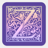 レターZカラフルヴィンテージ最初の文字のグラデーション スクエアシール (正面)