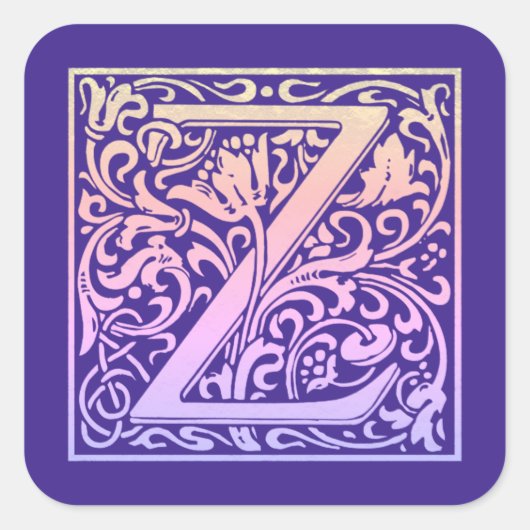 レターZカラフルヴィンテージ最初の文字のグラデーション スクエアシール (正面)