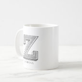 レターZグレーモノグラムモダン名 コーヒーマグカップ (正面左)