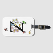 レターZフローラバタフライモノグラムイニシャル ラゲッジタグ (正面横)