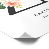 レターZモノグラムウォーターカラーピーチ花模様子供部屋 ポスター (角)