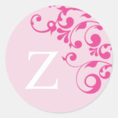 レターZモノグラムピンク結婚ズ封筒用シール ラウンドシール (正面)