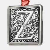 レターZ中世モノグラムヴィンテージイニシャル メタルオーナメント (左)