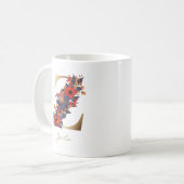 レターZ金ゴールドモノグラムレッドパープルイエローフローラ コーヒーマグカップ (正面左)