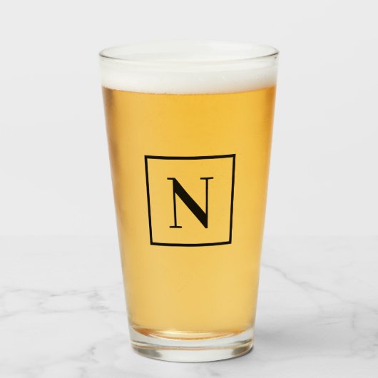 レタ独身のーシンプルブラックスクエア縁どモノグラム タンブラーグラス (ドリンク正面)