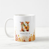 レタ素朴ーNモノグラムイニシャル秋 コーヒーマグカップ (左)