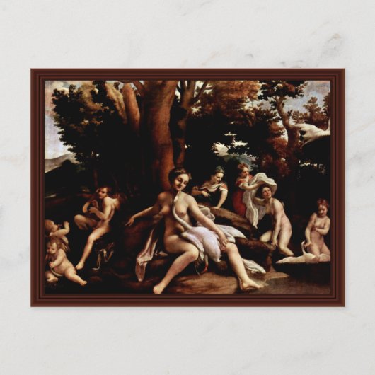 レダと白鳥　出生名にて ポストカード (正面)