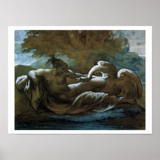 レダと白鳥（黒チョークとw/c） ポスター (正面)