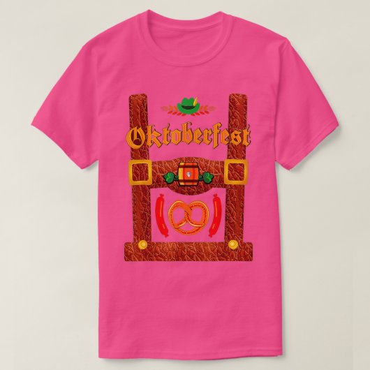 レダーホセンサスペンダーズオクトーバーフェストバイエルンミュンヘン Tシャツ (デザイン正面)