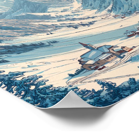 レチアムアルベルグオーストリアイラストレーショントラベルアート ポスター (角)