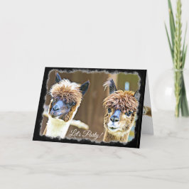 レッおもしろいツパーティーアルパカ誕生日カード カード