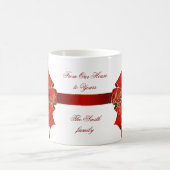 レッきらめくドボウシーズンの挨拶マグ コーヒーマグカップ (中央)