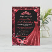 レッエレガントドドレス仮装誕生日 招待状 (スタンド正面)