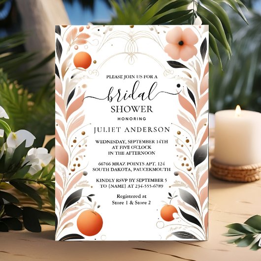 レッオレンジ70s 80s 90sピンクカラフルブライダルシャワー 招待状